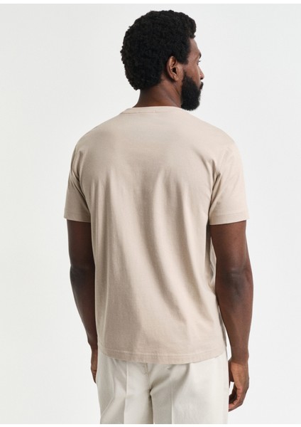 Bej Kısa Kollu Bisiklet Yaka Regular Fit Erkek T-Shirt