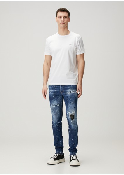 Cool Guy Mavi Yıpratma Detaylı Jean Pantolon