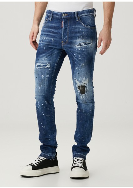 Cool Guy Mavi Yıpratma Detaylı Jean Pantolon