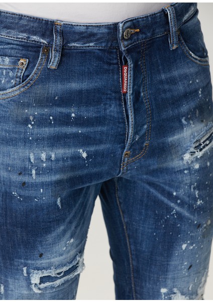 Cool Guy Mavi Yıpratma Detaylı Jean Pantolon