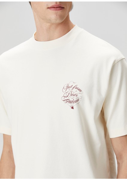 Krem Logo Baskılı T-Shirt indirimleri