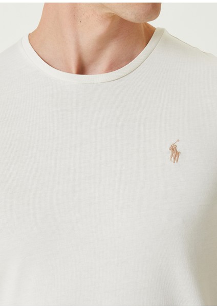 Krem Logo Nakışlı T-Shirt indirimleri