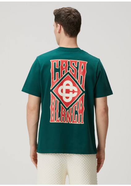 Yeşil Logo Baskılı Organik Pamuk T-Shirt fırsatları