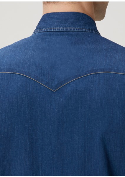 Koyu Mavi Denim Gömlek