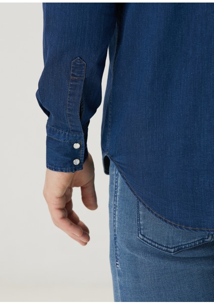 Koyu Mavi Denim Gömlek