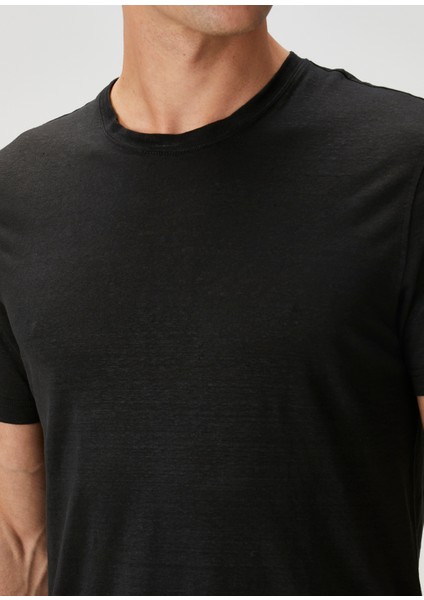 Siyah Keten T-Shirt