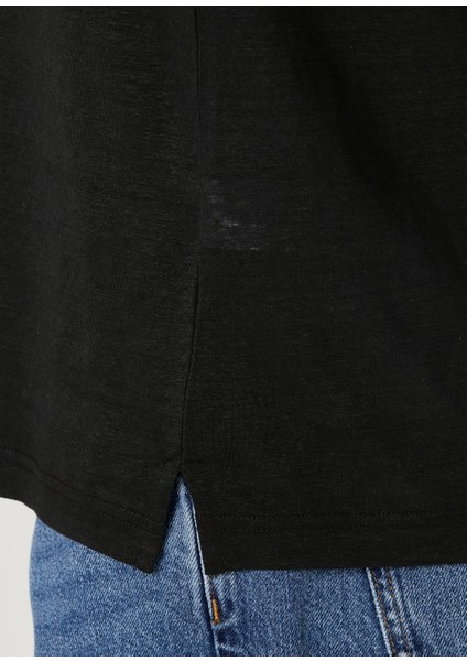 Siyah Keten T-Shirt