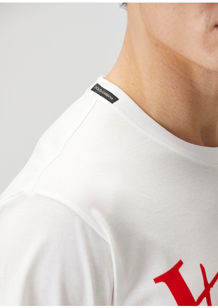 Beyaz Figür Baskılı T-Shirt