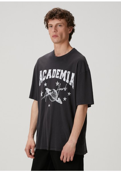 Antrasit Konser Tema Baskılı T-Shirt