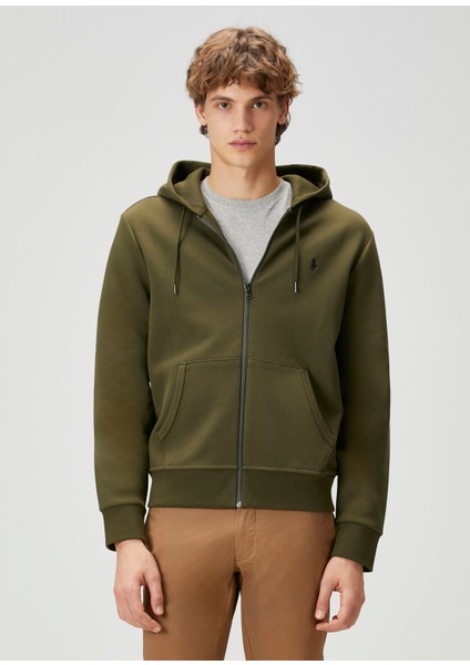 Haki Kapüşonlu Sweatshirt