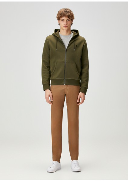 Haki Kapüşonlu Sweatshirt