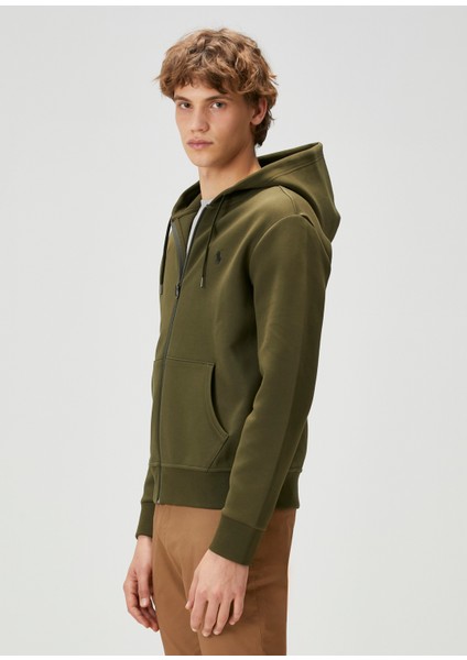 Haki Kapüşonlu Sweatshirt