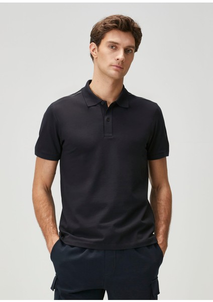 Lacivert Polo Yaka Şerit Baskılı T-Shirt fiyatları