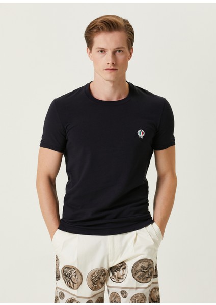 Lacivert Logo Nakışlı T-Shirt