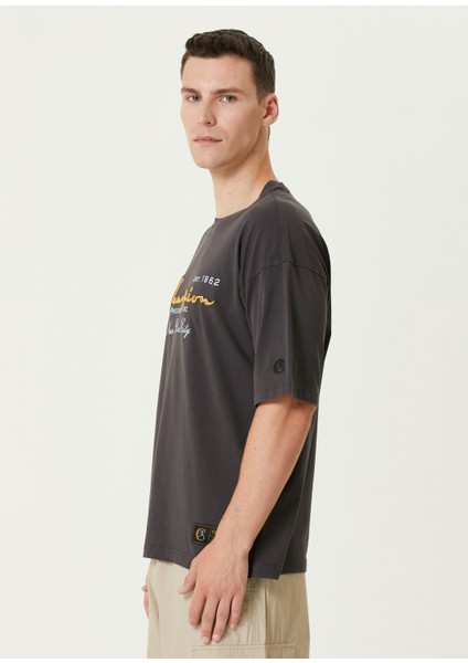 Antrasit Logo Nakışlı T-Shirt modelleri