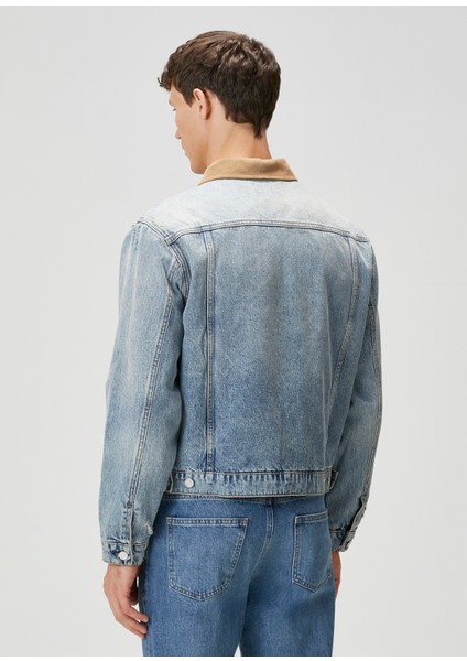 Mavi Yakası Garnili Denim Mont indirimleri