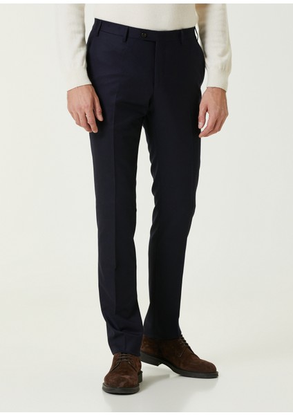 Regular Fit Lacivert Yün Pantolon