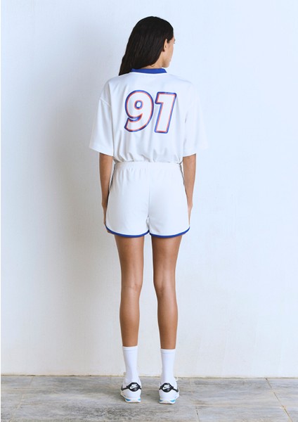 91 Baskılı Biye Detaylı Ekru Şort 1410186-70057 modelleri