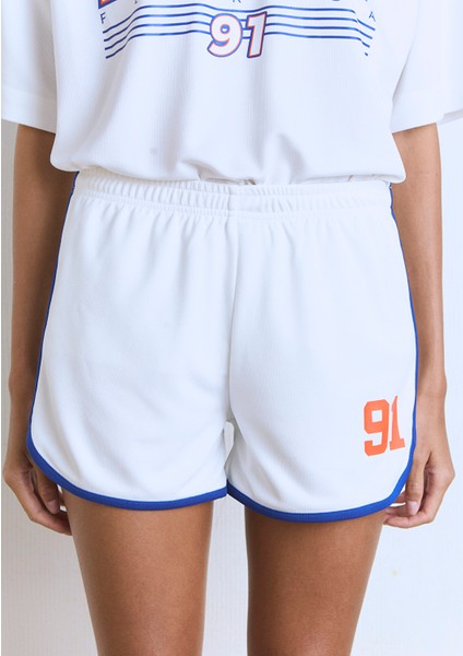 91 Baskılı Biye Detaylı Ekru Şort 1410186-70057 indirimleri