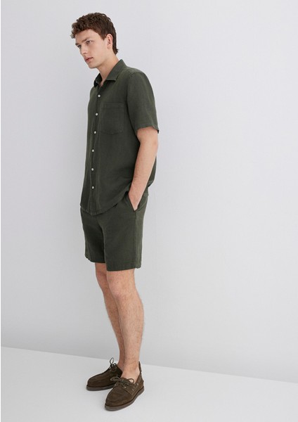 Yeşil Keten Şort 0410103-71587