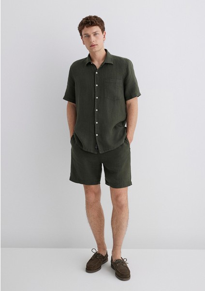 Yeşil Keten Şort 0410103-71587 modelleri