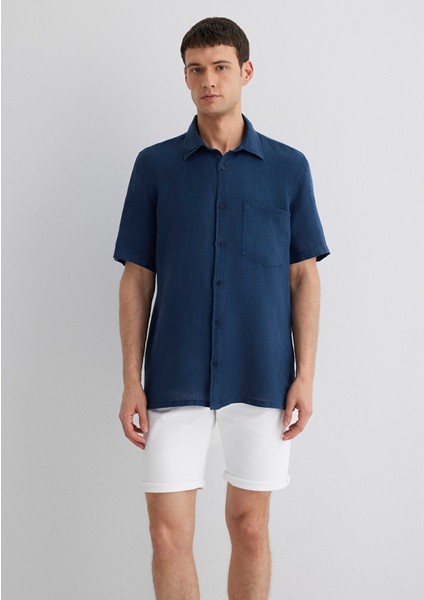 Lacivert Keten Gömlek 0211473-82183 fırsatları
