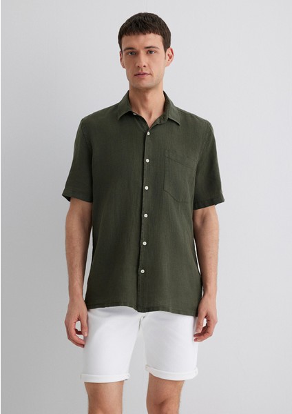 Yeşil Keten Gömlek 0211473-71587 indirimleri
