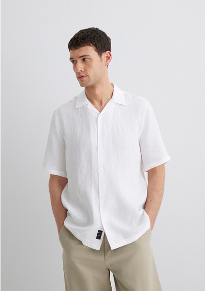 Beyaz Keten Gömlek 0211474-620 fiyatları