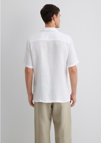 Beyaz Keten Gömlek 0211474-620 fırsatları