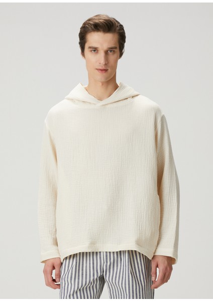 Matthew Kırık Beyaz Kapüşonlu Sweatshirt