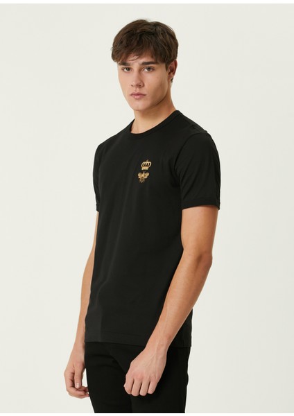 Siyah Taç Işlemeli T-Shirt modelleri