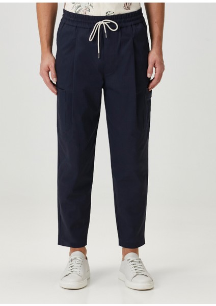 Lacivert Beli Kordonlu Cropped Kargo Pantolon fiyatları