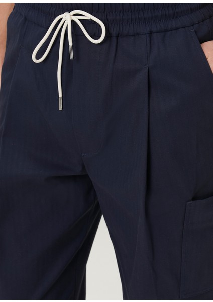 Lacivert Beli Kordonlu Cropped Kargo Pantolon fırsatları