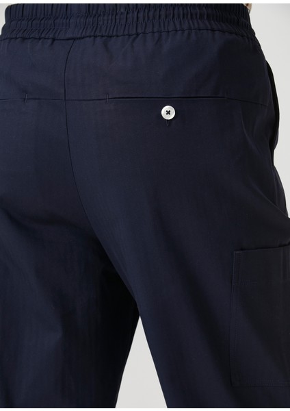 Lacivert Beli Kordonlu Cropped Kargo Pantolon indirimleri