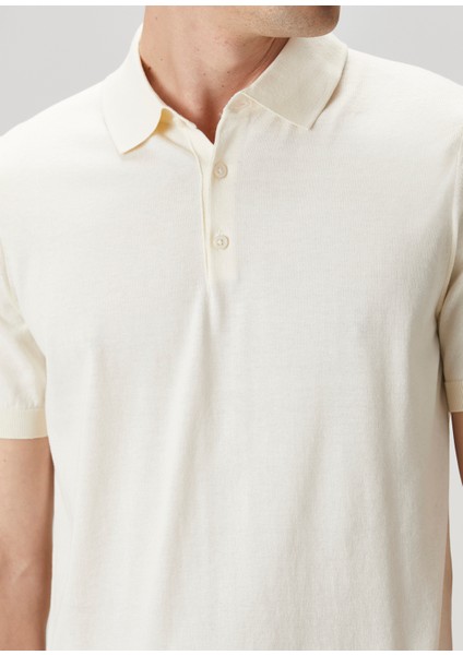 Ekru Polo Yaka Kısa Kollu Triko