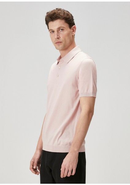 Pembe Polo Yaka Kısa Kollu Triko