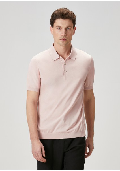 Pembe Polo Yaka Kısa Kollu Triko fırsatları