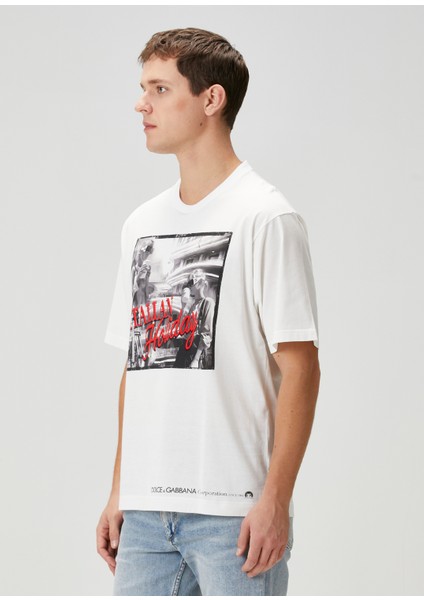 Beyaz Logo Baskılı T-Shirt modelleri