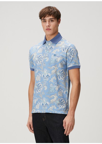 Açık Mavi Polo Yaka Etnik Desenli T-Shirt modelleri