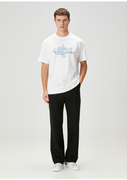 Beyaz Mavi Baskılı T-Shirt fiyatları