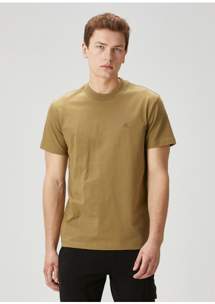 Regular Fit Yeşil Logo Nakışlı T-Shirt