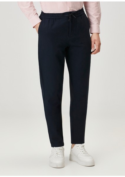 Essentials Lacivert Beli Kordonlu Twill Pantolon