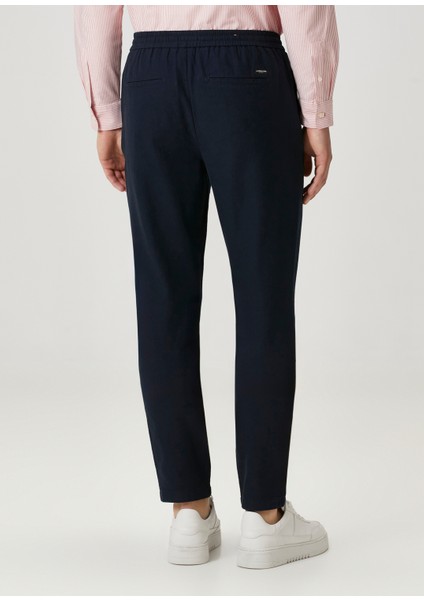Essentials Lacivert Beli Kordonlu Twill Pantolon