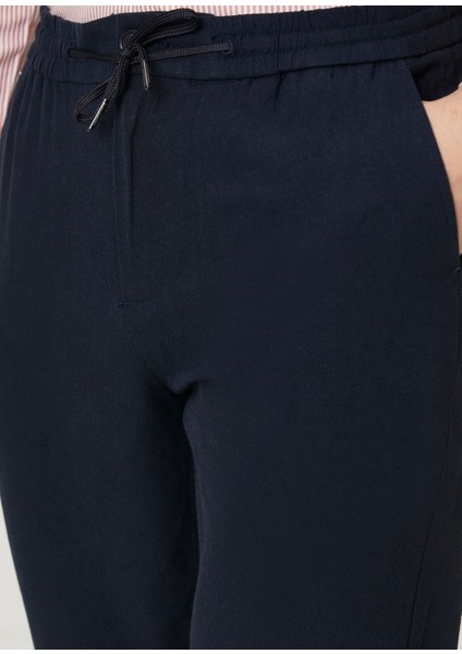 Essentials Lacivert Beli Kordonlu Twill Pantolon