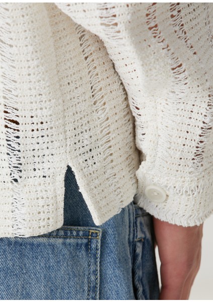 Ekru Crochet Triko Gömlek