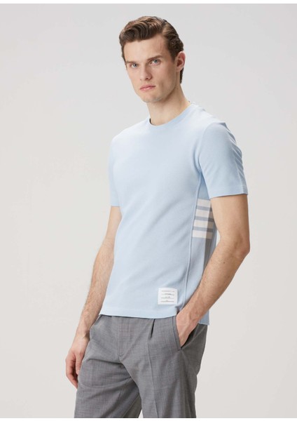 Açık Mavi Şerit Detaylı T-Shirt