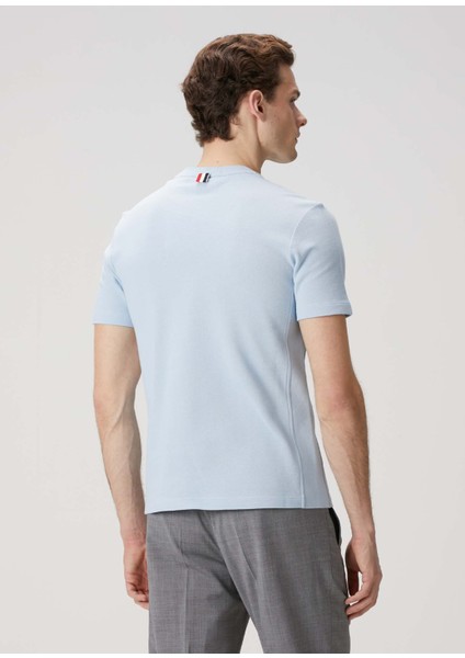 Açık Mavi Şerit Detaylı T-Shirt