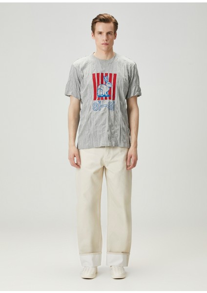 Gri Crinkle Dokulu T-Shirt fiyatları