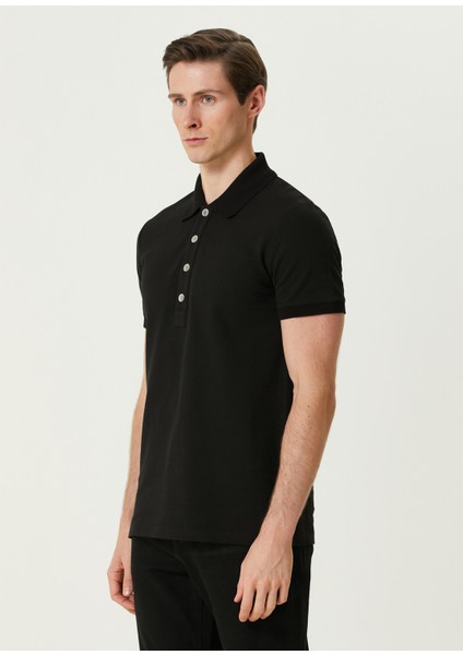 Siyah Polo Yaka Logo Jakarlı T-Shirt modelleri