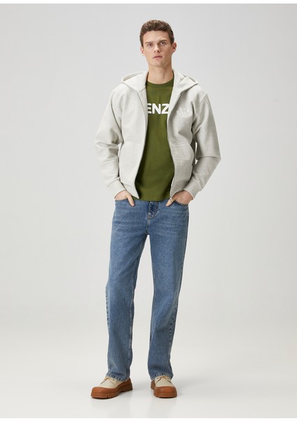 Açık Gri Kapüşonlu Logo Baskılı Sweatshirt fiyatları